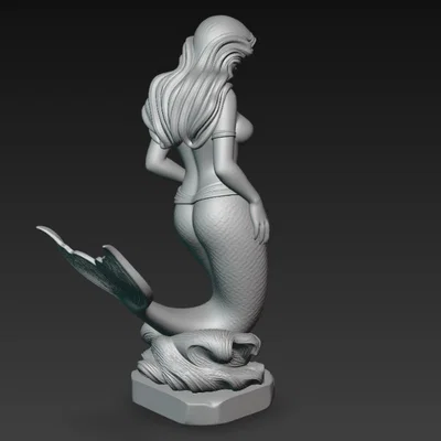 Mô hình tượng nàng tiên cá (Mermaid Statue) trang trí 3D tinh xảo