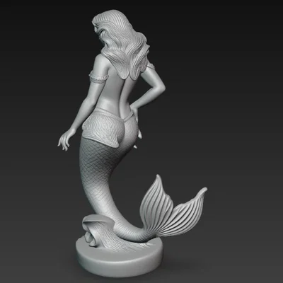 Mô hình 3D nàng tiên cá (Mermaid Statue) nghệ thuật tinh xảo