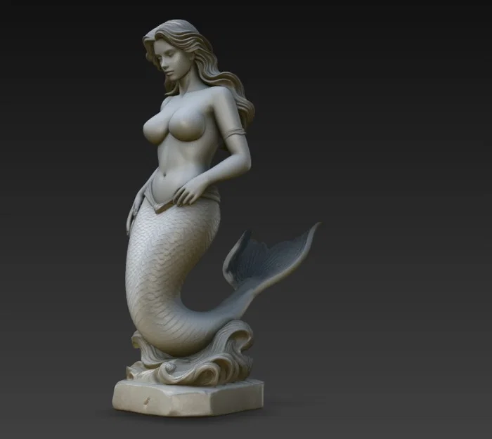 Mô hình tượng nàng tiên cá (Mermaid Statue) trang trí 3D tinh xảo - Image 3