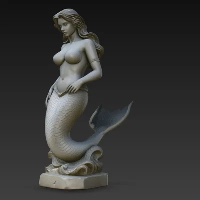 Mô hình tượng nàng tiên cá (Mermaid Statue) trang trí 3D tinh xảo