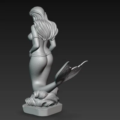 Mô hình tượng nàng tiên cá (Mermaid Statue) trang trí 3D tinh xảo