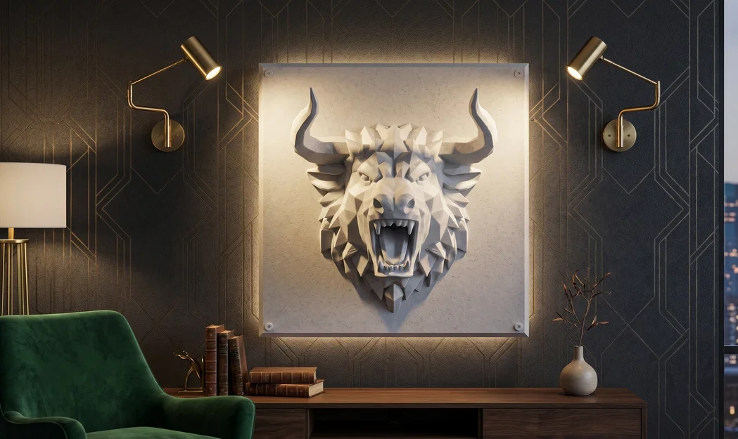Phù điêu treo tường 3D Minotaur hình khối - Image 1
