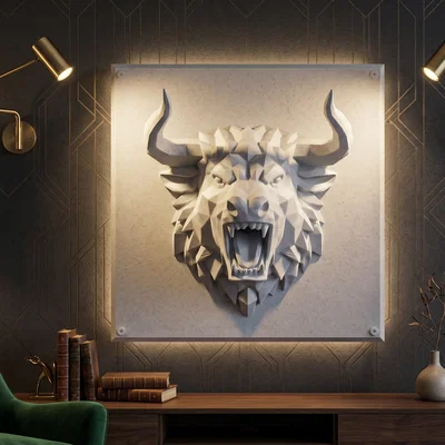 Phù điêu treo tường 3D Minotaur hình khối