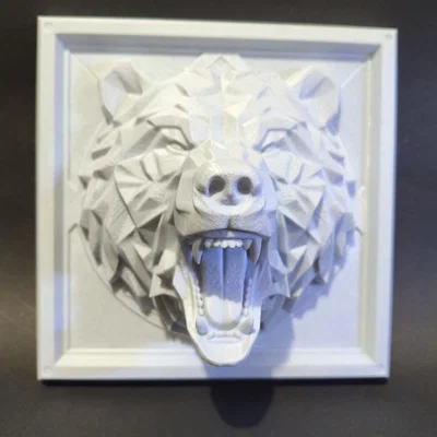 Tranh Treo Tường Gấu Grizzly Hình Học 3D