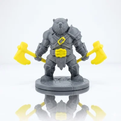 Mô hình gấu chiến binh Berserker cầm rìu đôi ấn tượng