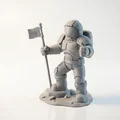Mô hình phi hành gia cắm cờ - Tác phẩm nghệ thuật không gian 3D ấn tượng - Thumbnail 1