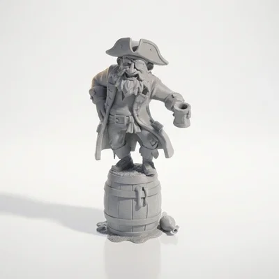 Mô hình 3D Cướp biển trong thùng gỗ - Fantasy Pirate Figurine
