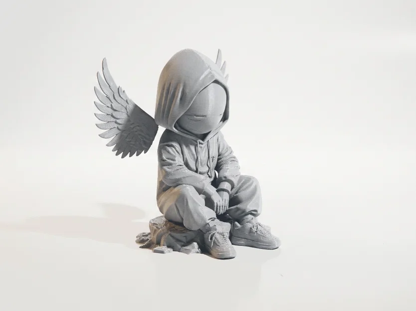 Mô hình 3D in ấn: Tượng Thiên Thần U Buồn (Bored Demon Angel Wings) - Image 2