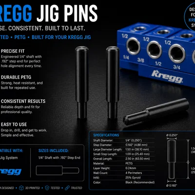 Chốt định vị Kregg Jig Pin - Phụ kiện in 3D chính xác cho thợ mộc