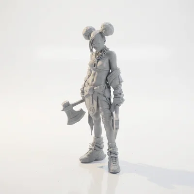 Mô hình Chiến binh Fantasy cầm đôi rìu - File in 3D