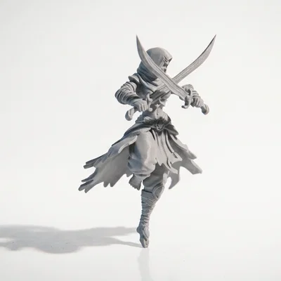 Mô hình 3D Chiến binh Song kiếm Fantasy