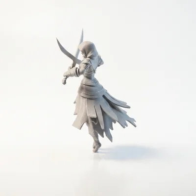 Mô hình 3D Chiến binh Song kiếm Fantasy