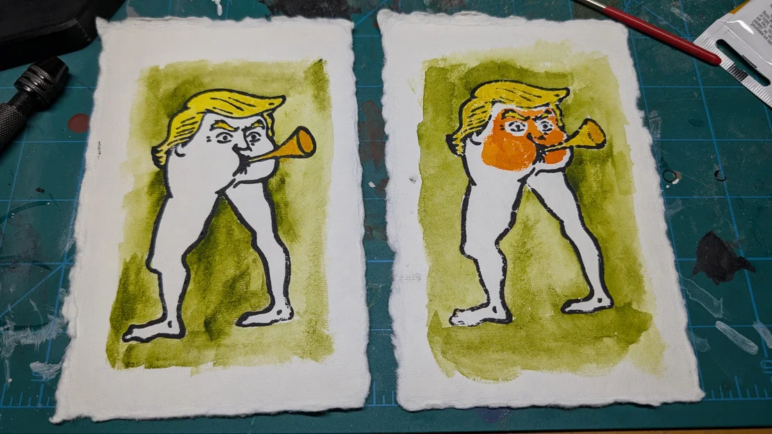 Khuôn in nghệ thuật Drumpfet Blockprint độc đáo cho nghệ sĩ - Image 1