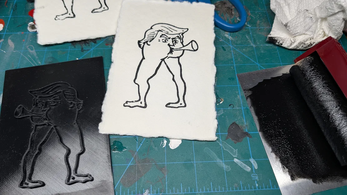 Khuôn in nghệ thuật Drumpfet Blockprint độc đáo cho nghệ sĩ - Image 2