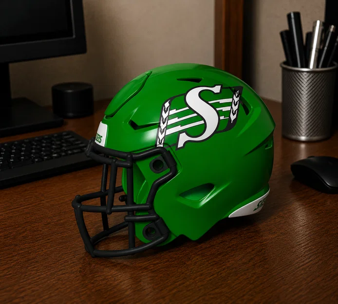 Mô hình mũ bảo hiểm bóng bầu dục Saskatchewan Rough Riders - Image 1