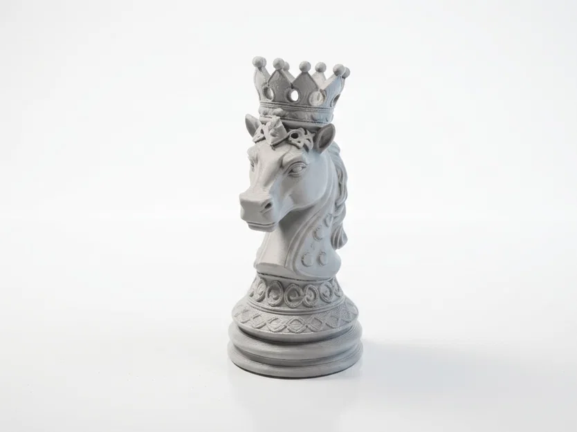Mô hình 3D quân cờ Knight đội vương miện phong cách Fantasy - Image 1