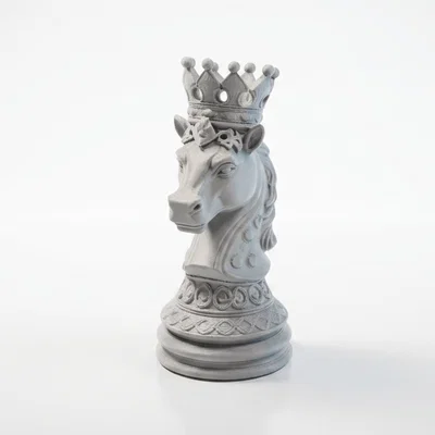 Mô hình 3D quân cờ Knight đội vương miện phong cách Fantasy