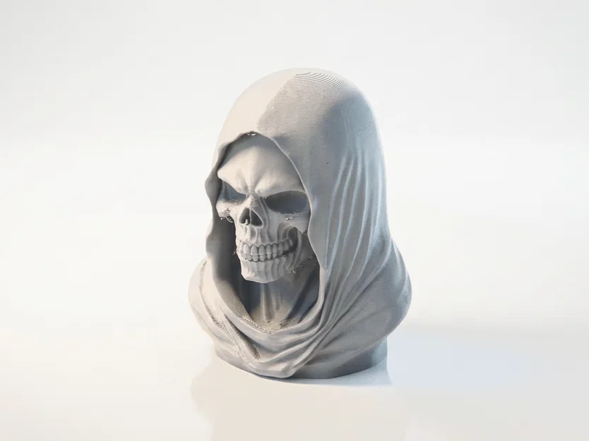 Mô hình 3D Bức tượng đầu lâu trùm mũ Grim Reaper đầy ma mị - Image 1