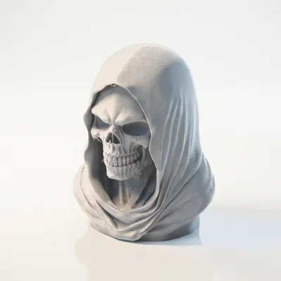 Mô hình 3D Bức tượng đầu lâu trùm mũ Grim Reaper đầy ma mị