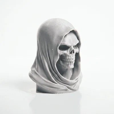 Mô hình 3D Bức tượng đầu lâu trùm mũ Grim Reaper đầy ma mị