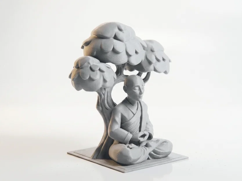 Mô hình 3D Sư thầy ngồi thiền dưới gốc cây phong cách Fantasy - Image 2