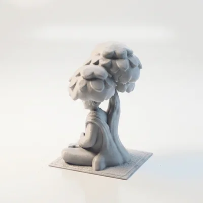 Mô hình 3D Sư thầy ngồi thiền dưới gốc cây phong cách Fantasy