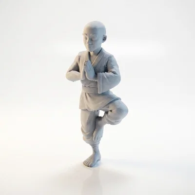 Mô hình 3D Chú tiểu thiền định - Tượng trang trí phong cách giả tưởng