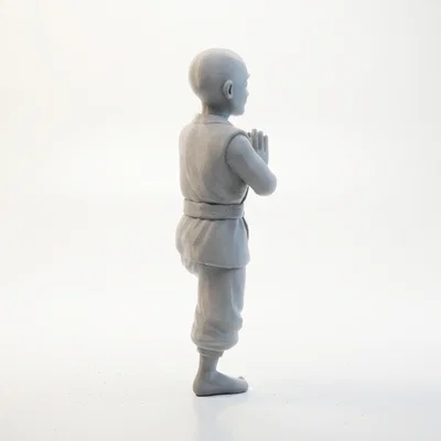 Mô hình 3D Chú tiểu thiền định - Tượng trang trí phong cách giả tưởng
