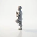 Mô hình 3D Chú tiểu thiền định - Tượng trang trí phong cách giả tưởng - Thumbnail 4