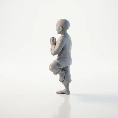 Mô hình 3D Chú tiểu thiền định - Tượng trang trí phong cách giả tưởng