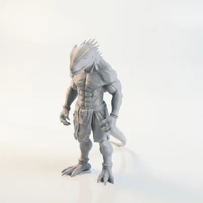 Mô hình Chiến binh Bò sát 3D Printable chủ đề Fantasy
