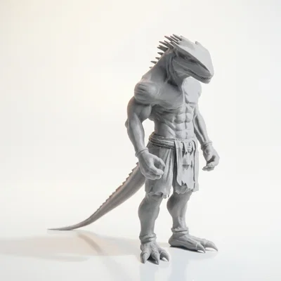 Mô hình Chiến binh Bò sát 3D Printable chủ đề Fantasy