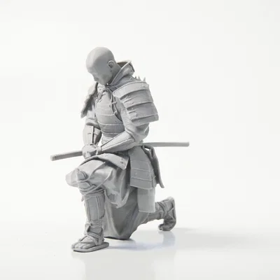 Mô hình 3D Samurai Warrior quỳ gối - Tượng chiến binh giả tưởng in 3D