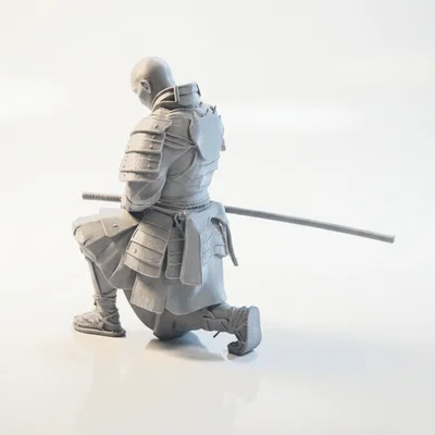 Mô hình 3D Samurai Warrior quỳ gối - Tượng chiến binh giả tưởng in 3D
