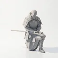Mô hình 3D Samurai Warrior quỳ gối - Tượng chiến binh giả tưởng in 3D - Thumbnail 3
