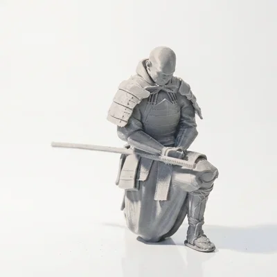 Mô hình 3D Samurai Warrior quỳ gối - Tượng chiến binh giả tưởng in 3D