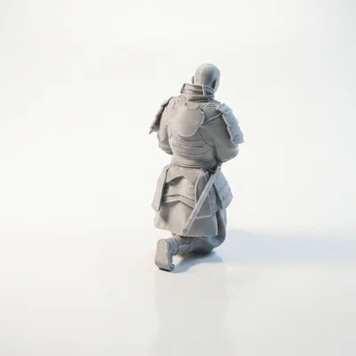 Mô hình 3D Samurai Warrior quỳ gối - Tượng chiến binh giả tưởng in 3D