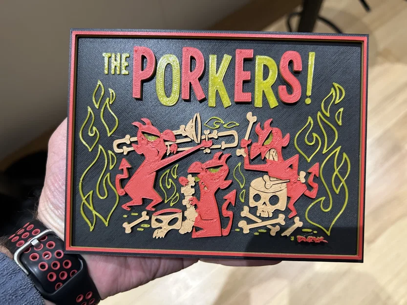 Mô hình logo ban nhạc The Porkers phong cách Ska-Punk 3D - Image 3