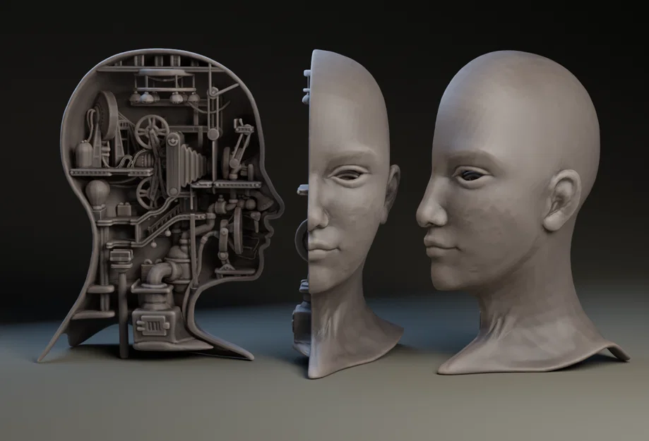 Mô hình đầu người cơ khí Steampunk (Mechanical Head Cut-Away) 3D - Image 1
