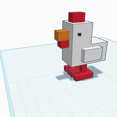 Mô hình chú gà con 3D phong cách khối hộp cực đáng yêu