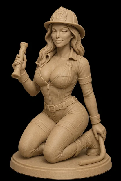 Mô hình nữ lính cứu hỏa Sexy Firefighter 10cm để bàn độc đáo - Image 1