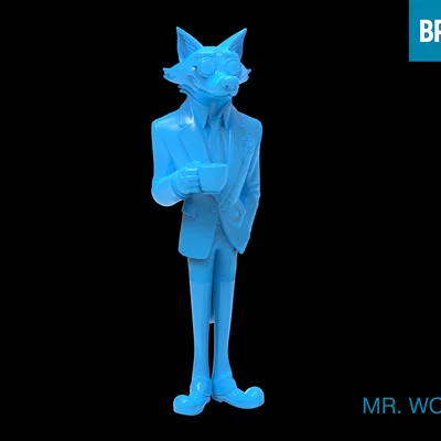 Mô hình 3D Mr. Wolf - Chú sói lịch lãm cho không gian trang trí