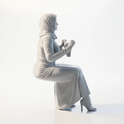 Mô hình tượng phụ nữ đội khăn Hijab - File in 3D tinh tế