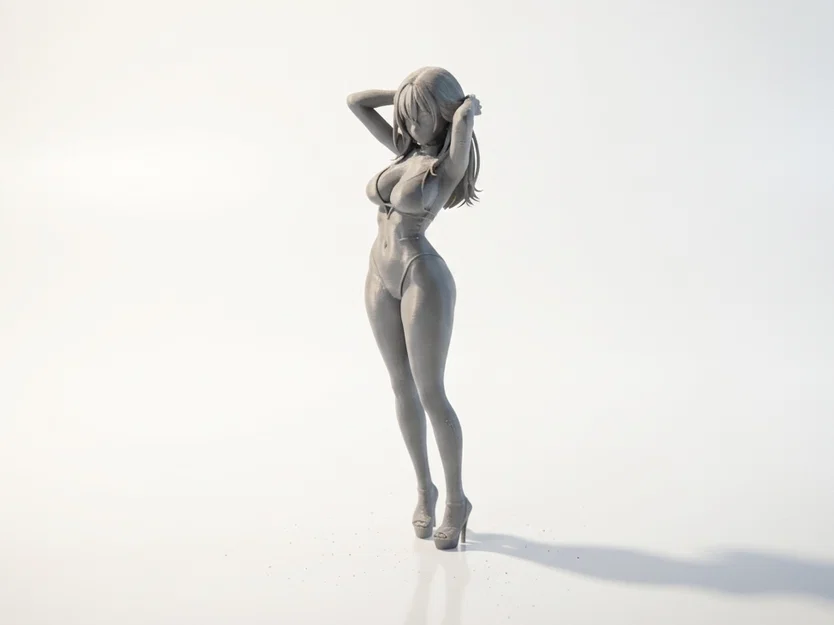Mô hình 3D Figurine nữ với tư thế vén tóc duyên dáng - Image 1