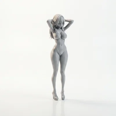 Mô hình 3D Figurine nữ với tư thế vén tóc duyên dáng