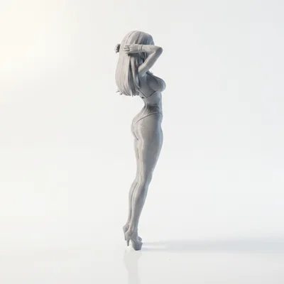Mô hình 3D Figurine nữ với tư thế vén tóc duyên dáng