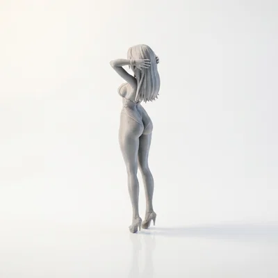 Mô hình 3D Figurine nữ với tư thế vén tóc duyên dáng