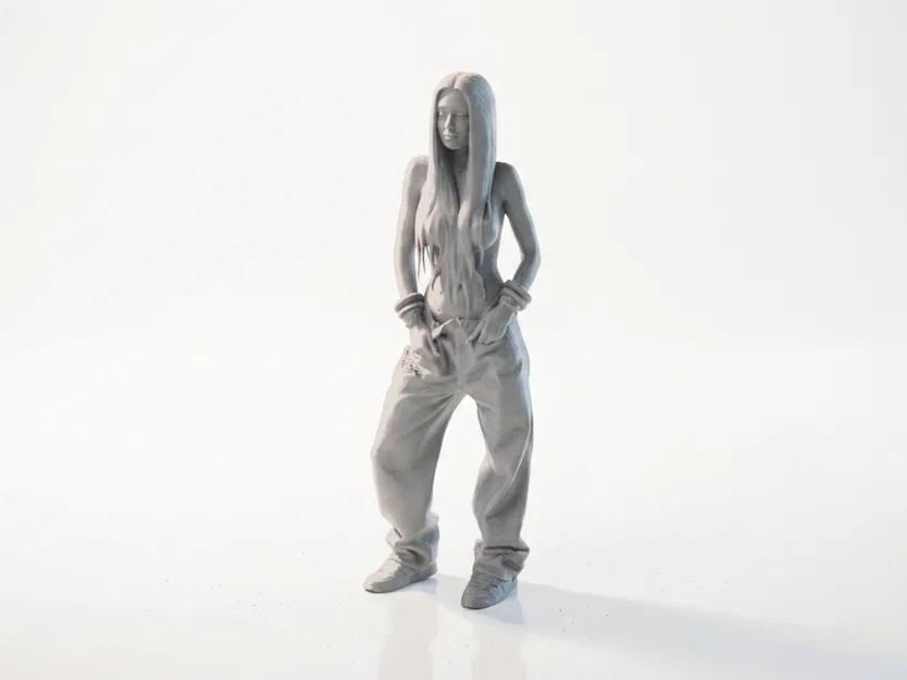 Tượng Nữ Mặc Jeans Phong Cách Hiện Đại - Mô Hình In 3D - Image 1