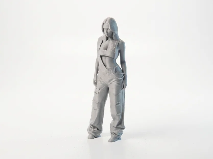 Mô hình tượng nữ mặc Jumpsuit (Jumpsuit Lady Figurine) in 3D - Image 1