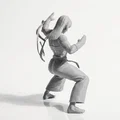 Mô hình 3D Võ Sĩ Karate Nữ - Tượng Võ Thuật Sắc Nét - Thumbnail 3